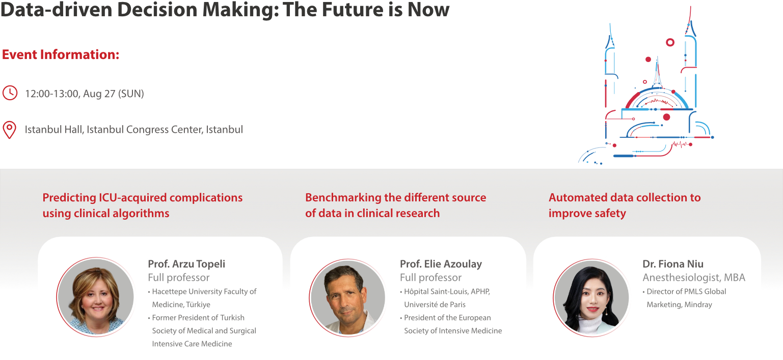 Mindray Symposium: Data-driven decision making - the future is now at 12:00-13:00, Aug 27 in Istanbul Hall