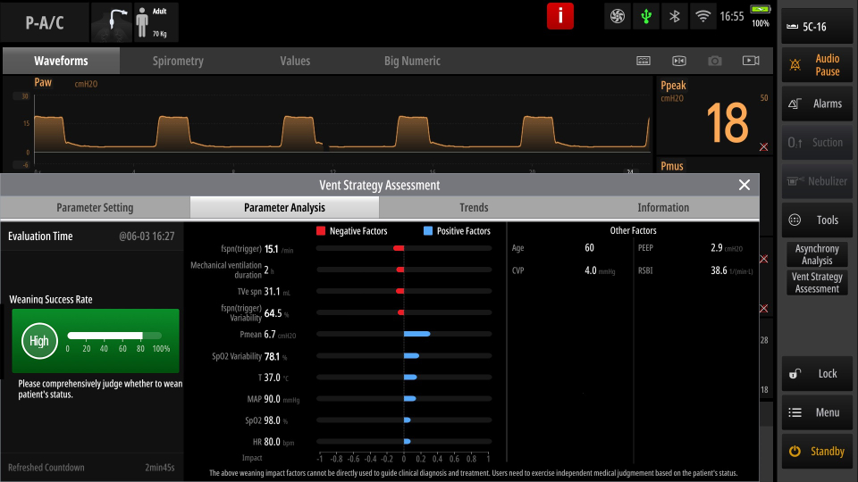 Ventilation strategy assessment tool interface screenshot