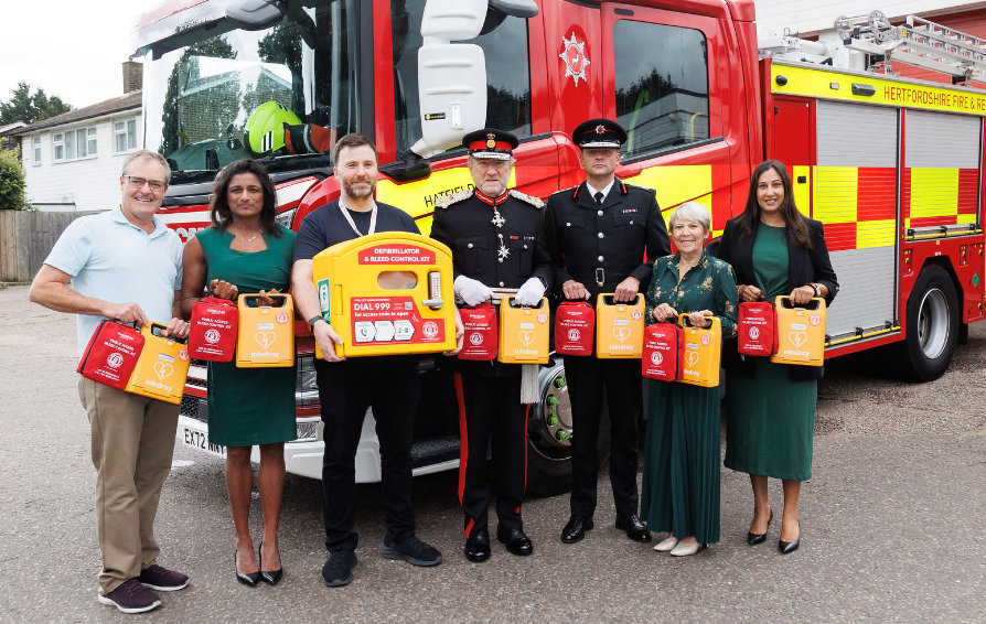 75th defibrillator donation by Hearts for Herts Charity keeps Hertfordshire fire stations rescue ready key visual